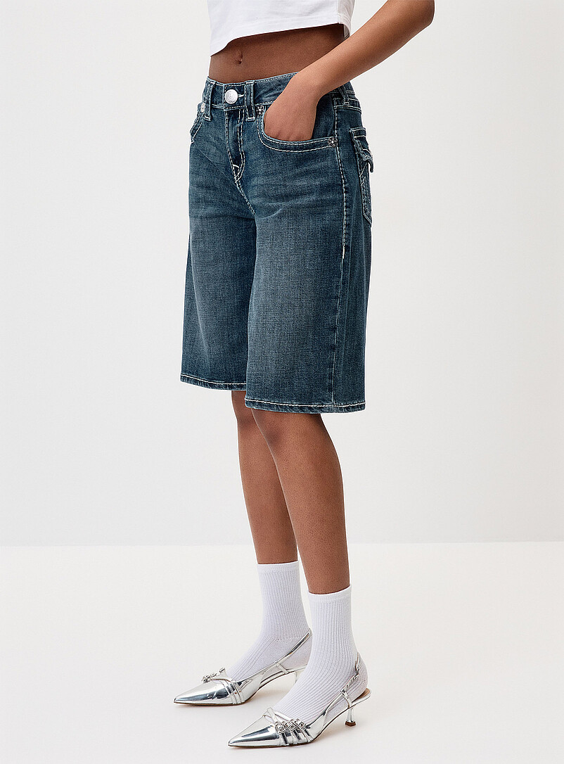 True Religion: Le <i>jort</i> poches rabat Lav&eacute; fonc&eacute; pour femme