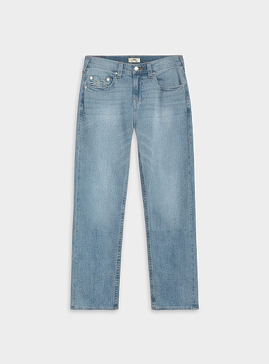 Horseshoe embroidery faded jean <b>Relaxed fit with wide leg</b>