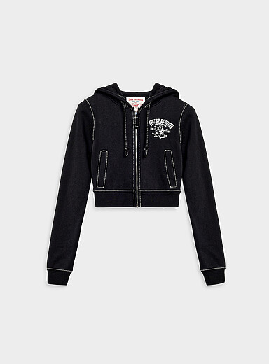True Religion Black Contrasting seams zip-up sweatshirt for women