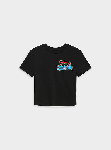 True Religion Black Rhinestoned logo fitted T-shirt for women