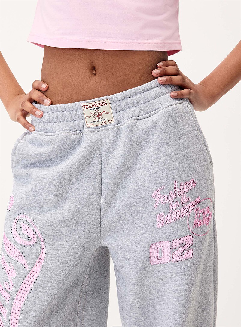 Rhinestone logo fleece jogger product image 2
