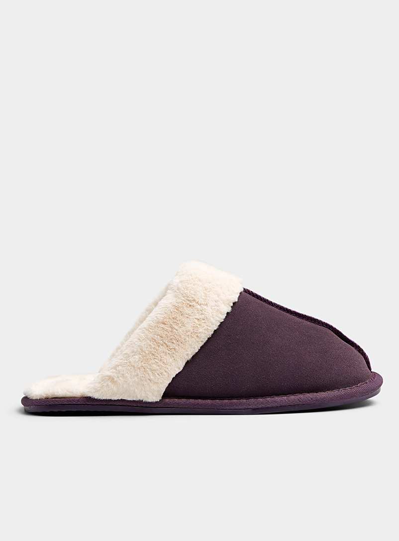 Miiyu Crimson Suede mule slippers for women