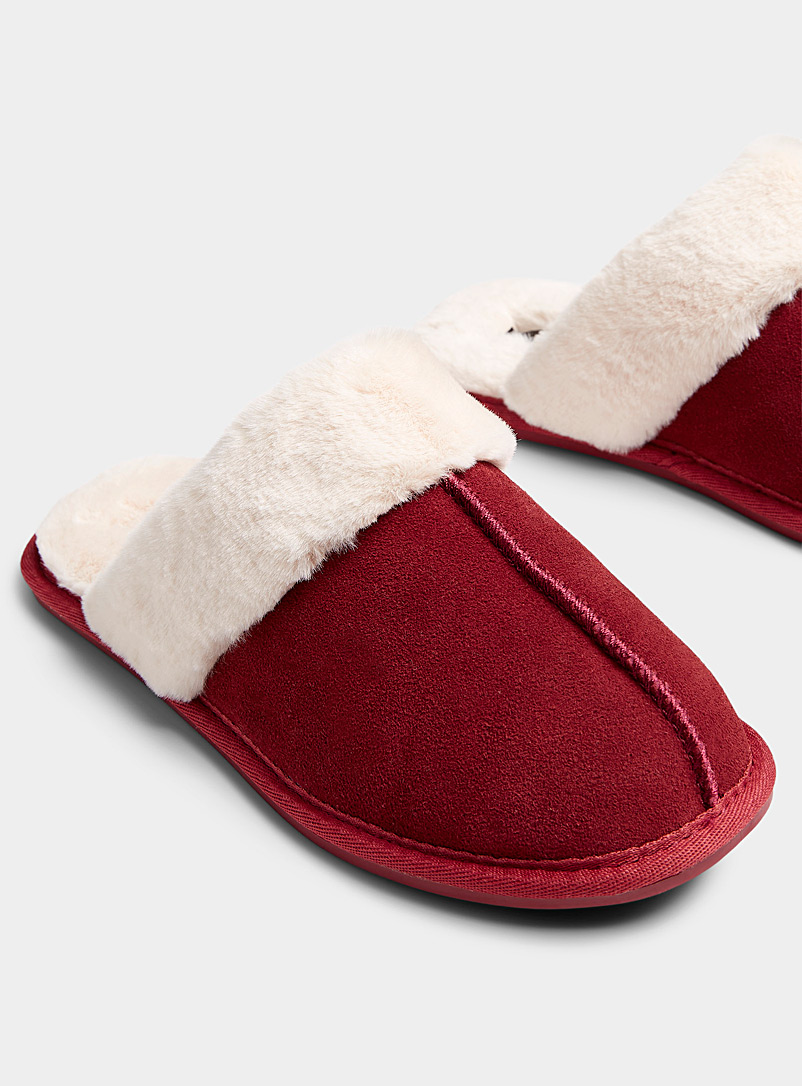Miiyu Red Suede mule slippers for women