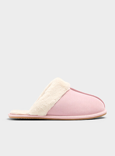 La pantoufle mule su&egrave;de rose Femme <b>En soutien &agrave; la Fondation cancer du sein</b>
