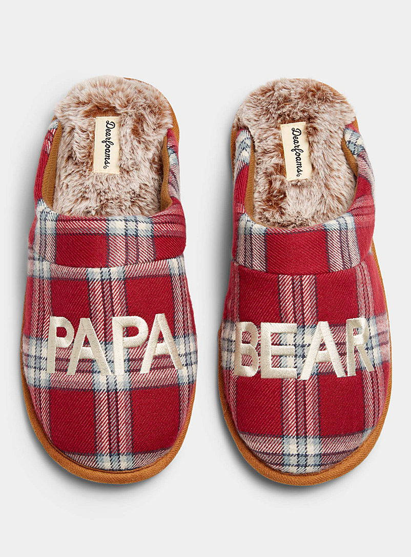 Dearfoams Red Papa Bear mule slippers Men for men