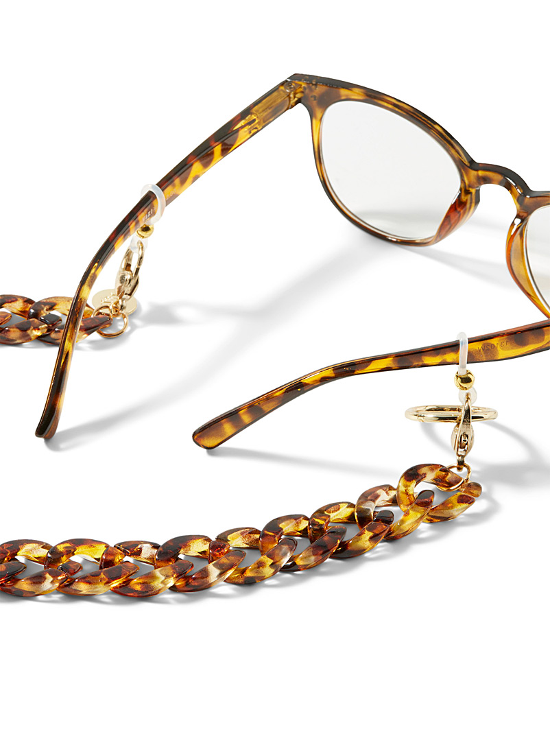 Simons Light Brown Gold accent glasses chain for women