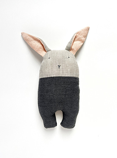 Cute rabbit recycled linen rattle