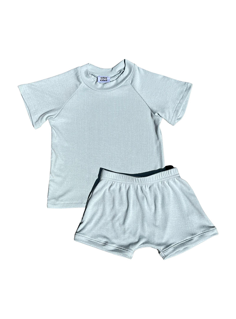 COUSCOUS: L'ensemble t-shirt et short en modal Chloé Enfant - 2 pièces Vert pâle-lime