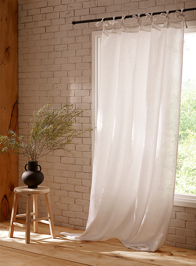 Simons Maison White Knotted-tab textured sheer curtain See available sizes
