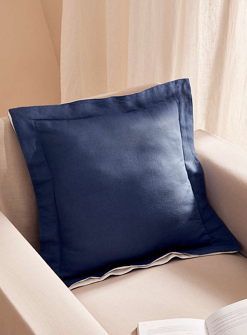 Simons Maison Marine Blue Contrasting ruffles cushion 45 x 45 cm