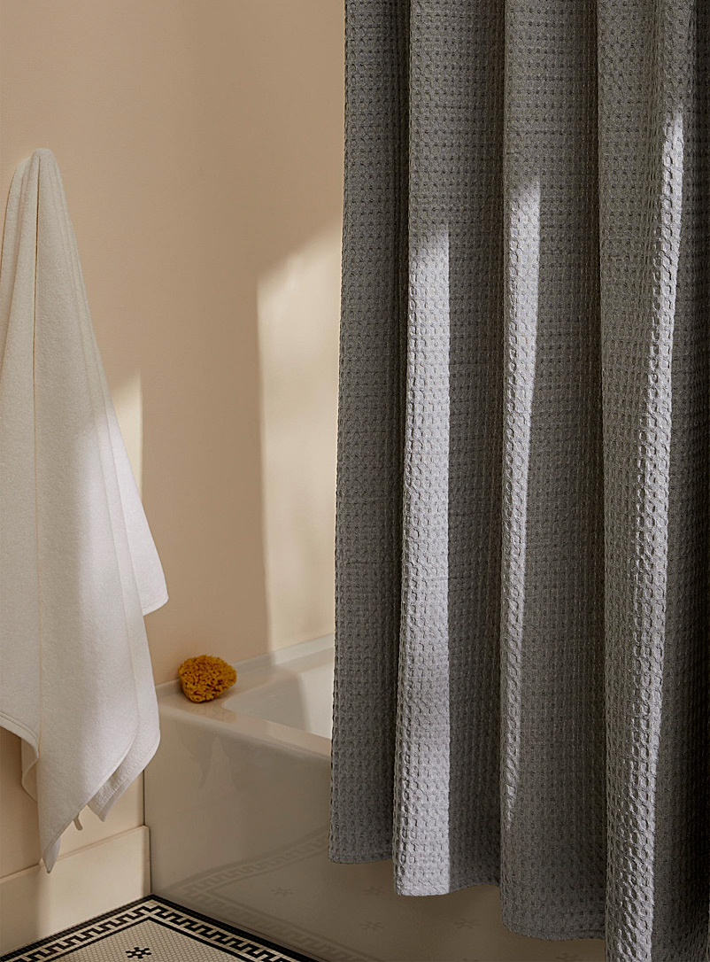 Simons Maison Grey Waffled recycled fibre shower curtain