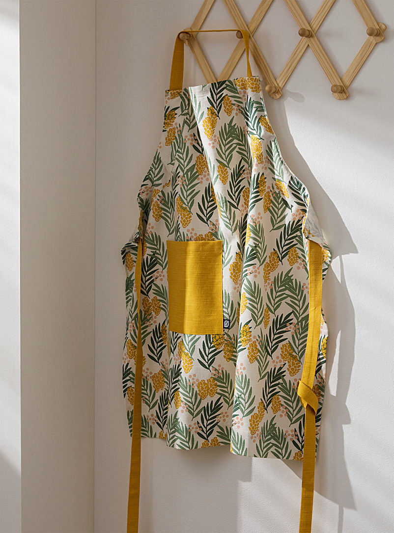 Simons Maison Patterned Ecru Summer foliage recycled fibre apron
