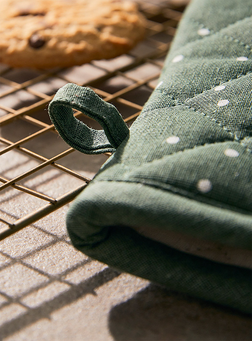 Simons Maison: La mitaine de four petits pois Vert &agrave; motifs