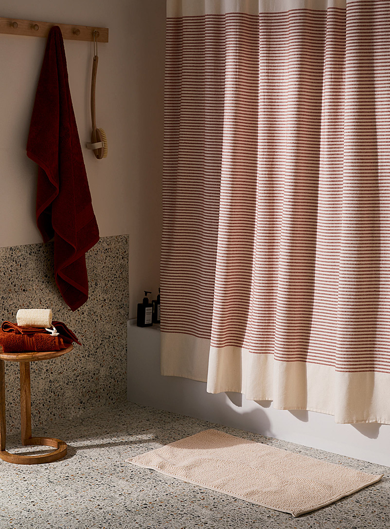 Simons Maison Coral Spicy stripes recycled fibre shower curtain
