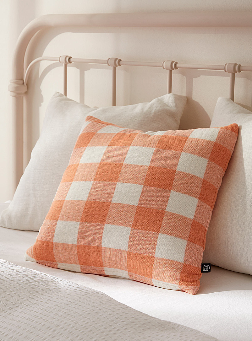 Simons Maison Peach Vibrant gingham cushion 45 x 45 cm