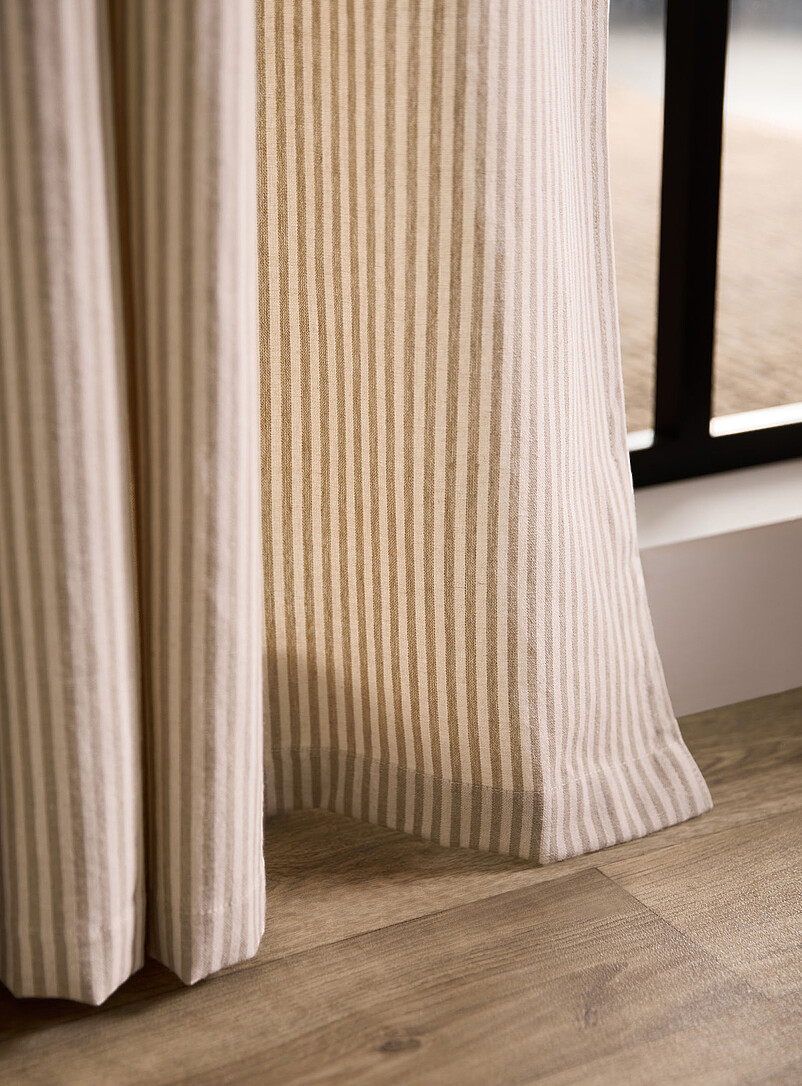 Simons Maison: Le rideau fines rayures naturelles <b>Un panneau</b> 140 x 220 cm &Eacute;cru &agrave; motifs