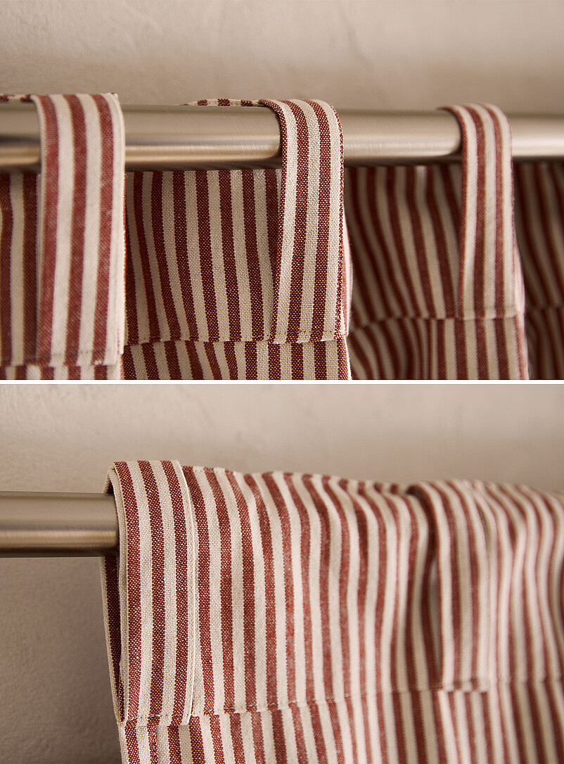 Simons Maison: Le rideau fines rayures naturelles <b>Un panneau</b> 140 x 220 cm &Eacute;cru &agrave; motifs