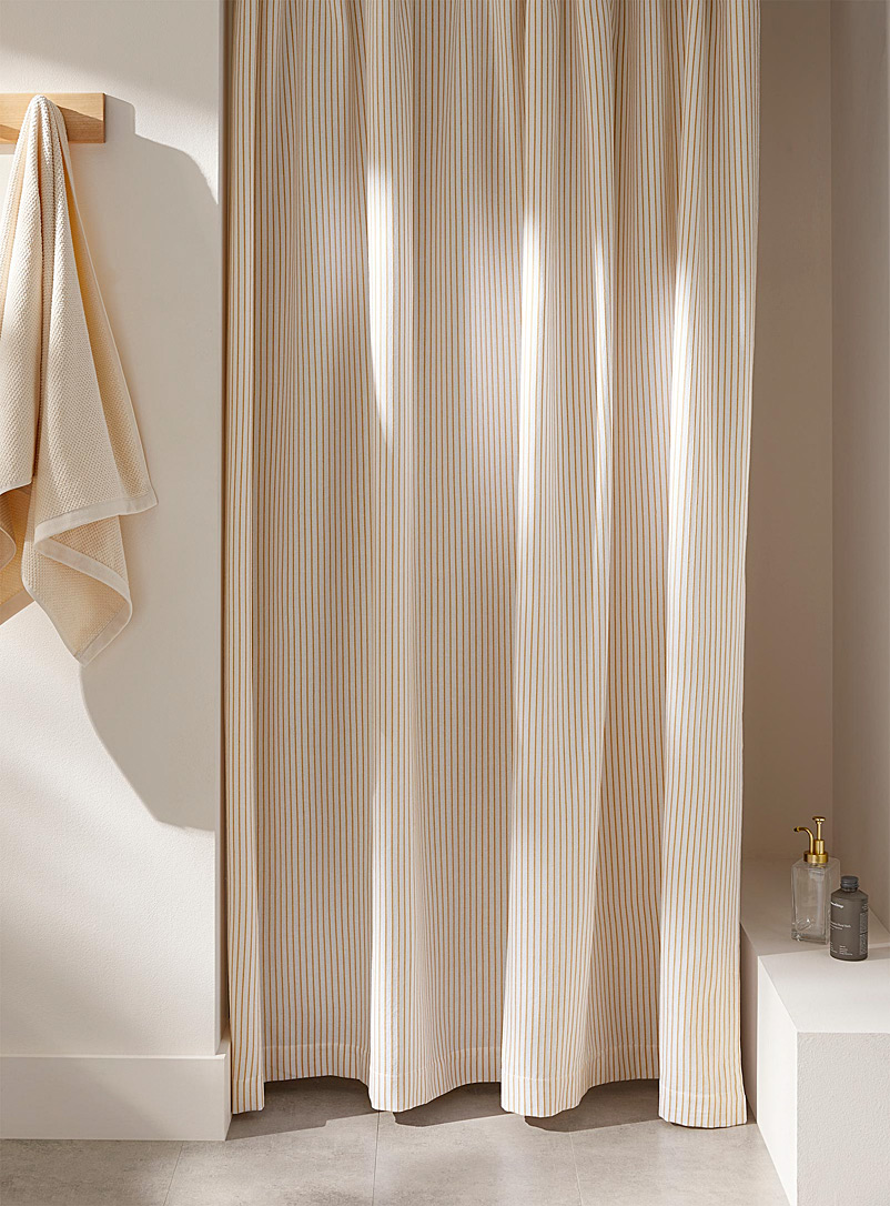 Simons Maison Patterned White Contrasting stripes recycled fibre shower curtain