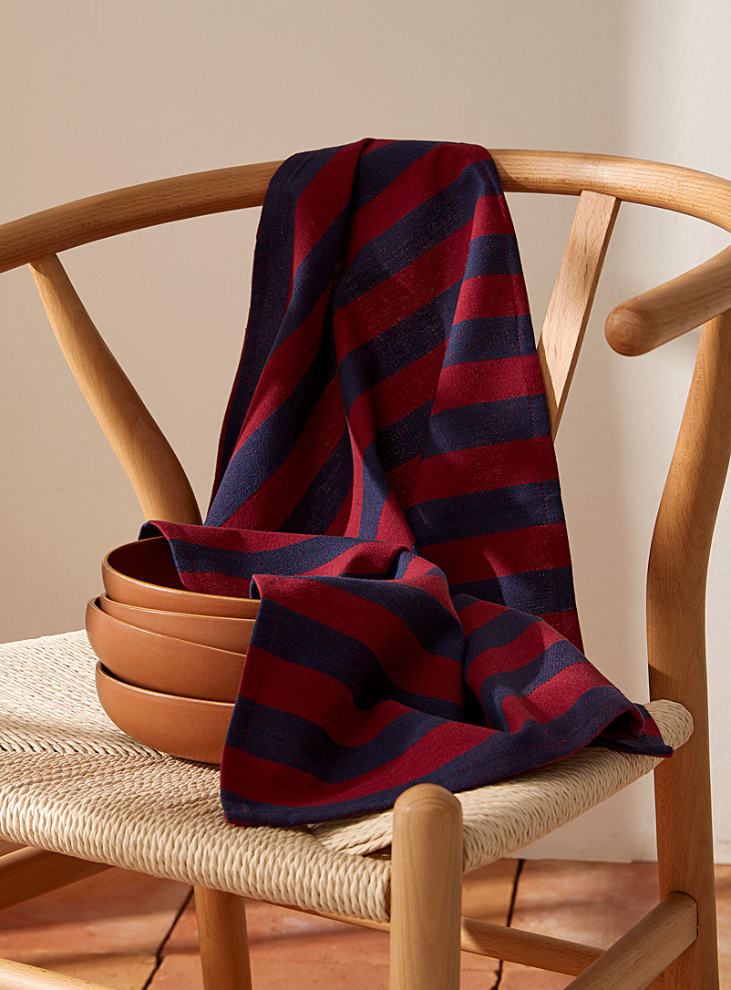 Simons Maison Red Heathered stripes recycled fibre tea towel