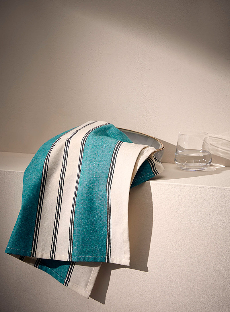 Simons Maison Baby Blue Retro stripe recycled fibre tea towel