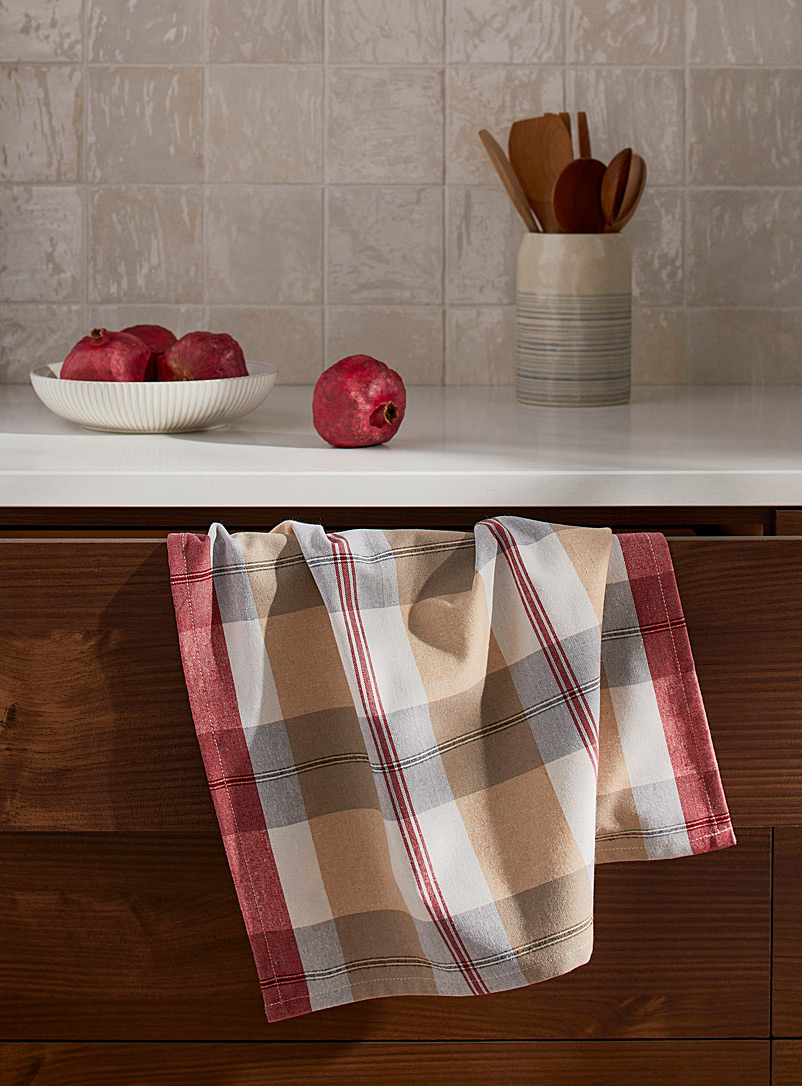 Simons Maison Grey Winter patchwork recycled fibre tea towel