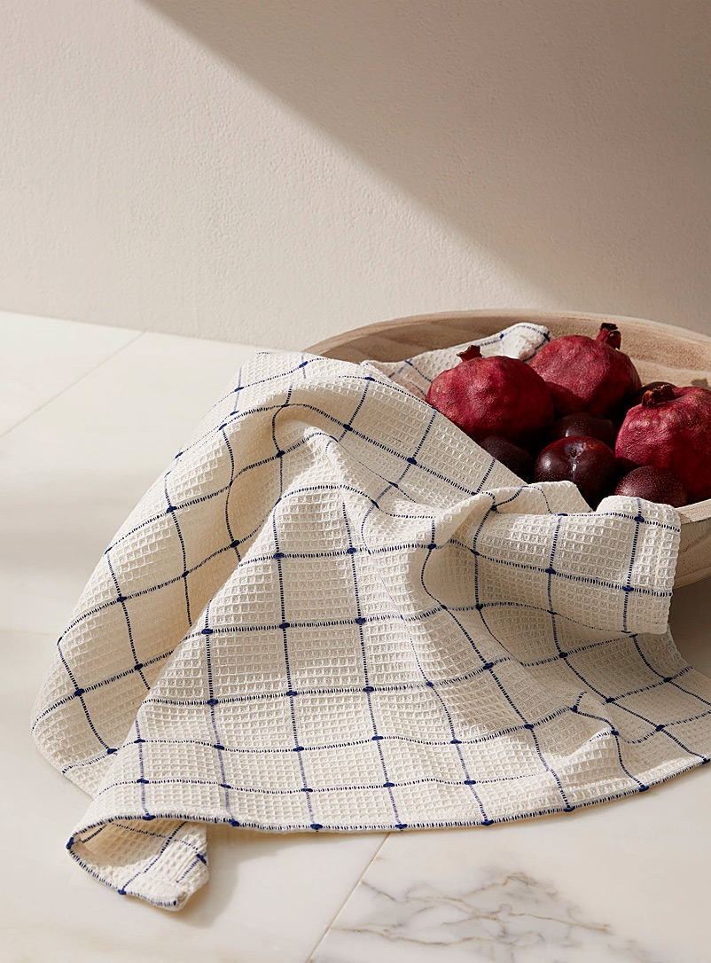 Simons Maison: Le linge à vaisselle fibres recyclées carreaux tracés Bleu