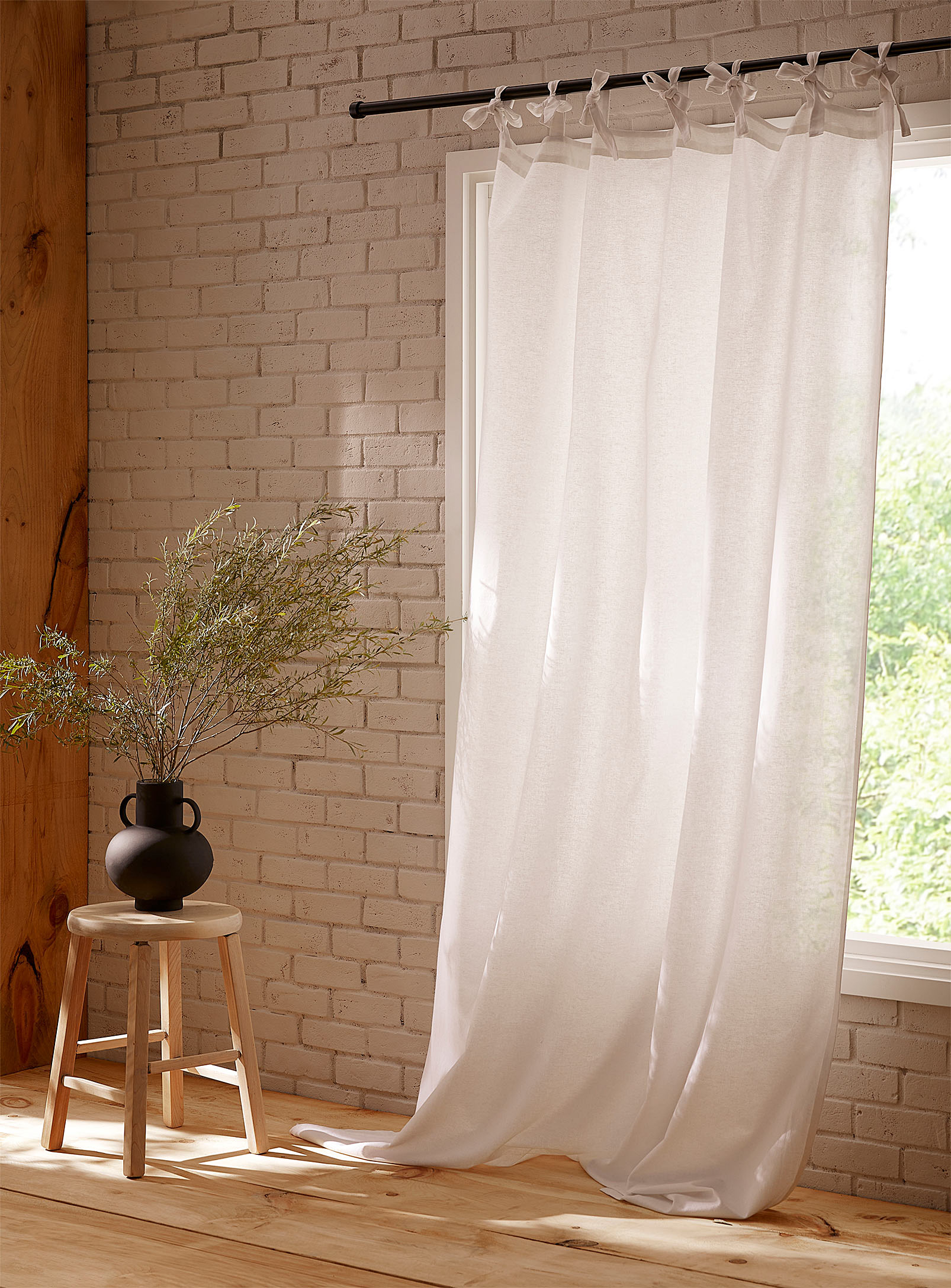 Simons Maison - Textured tie top sheer curtain Single panel See available sizes