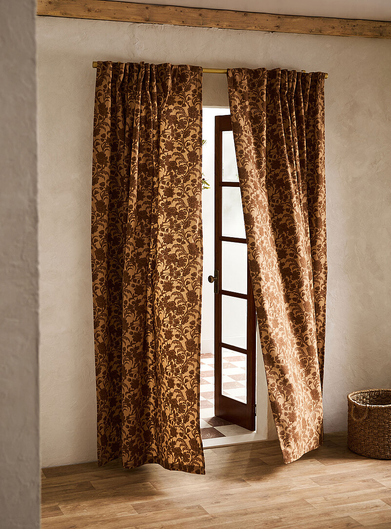Sepia flowers curtain One panel 140 x 220 cm product image (primary)