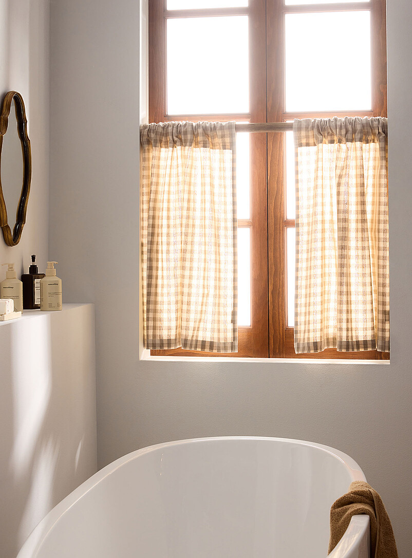 Gingham checkers half-length curtain One panel 75 x 75 cm product image (primary)