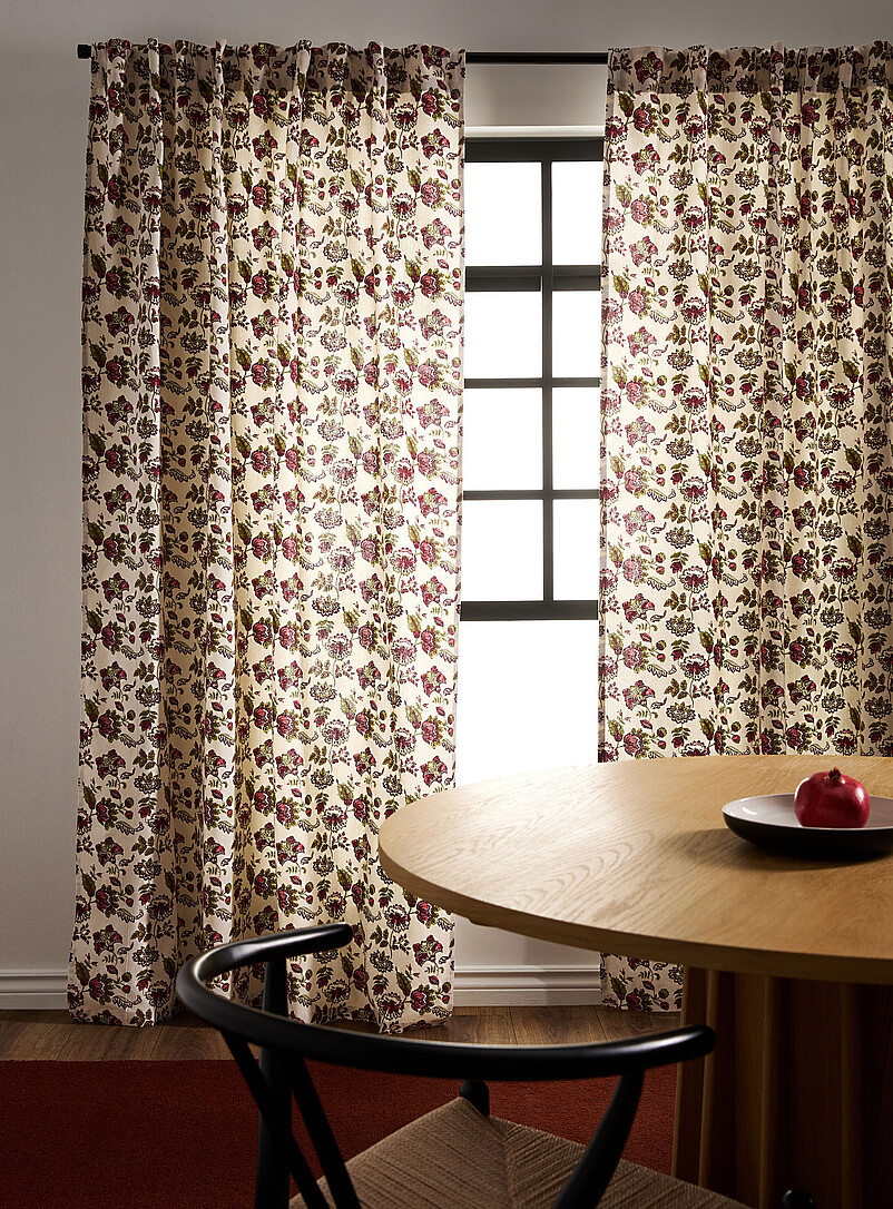 Khaki and burgundy flowers curtain One panel 140 x 220 cm product image (primary)