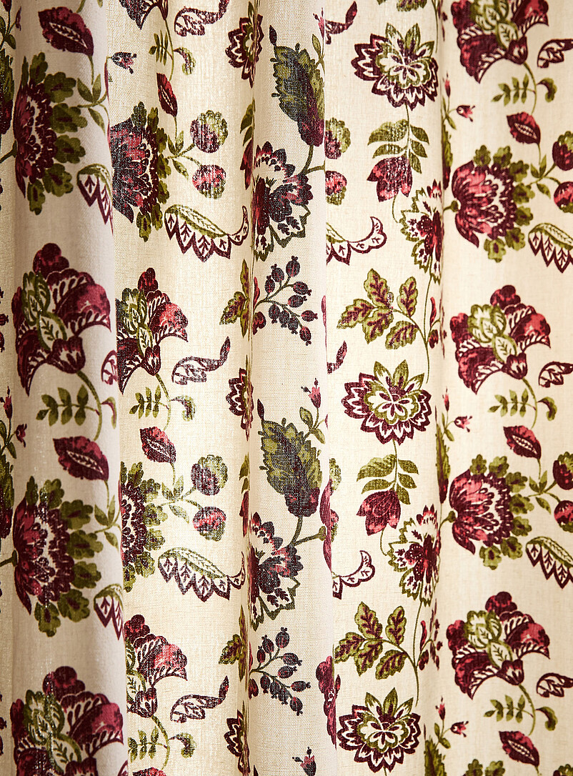 Khaki and burgundy flowers curtain One panel 140 x 220 cm product image 2
