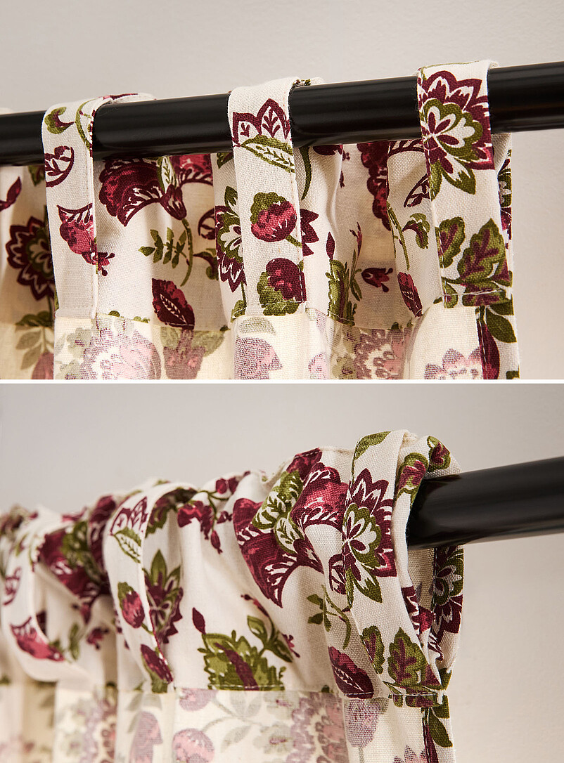Khaki and burgundy flowers curtain One panel 140 x 220 cm product image 3