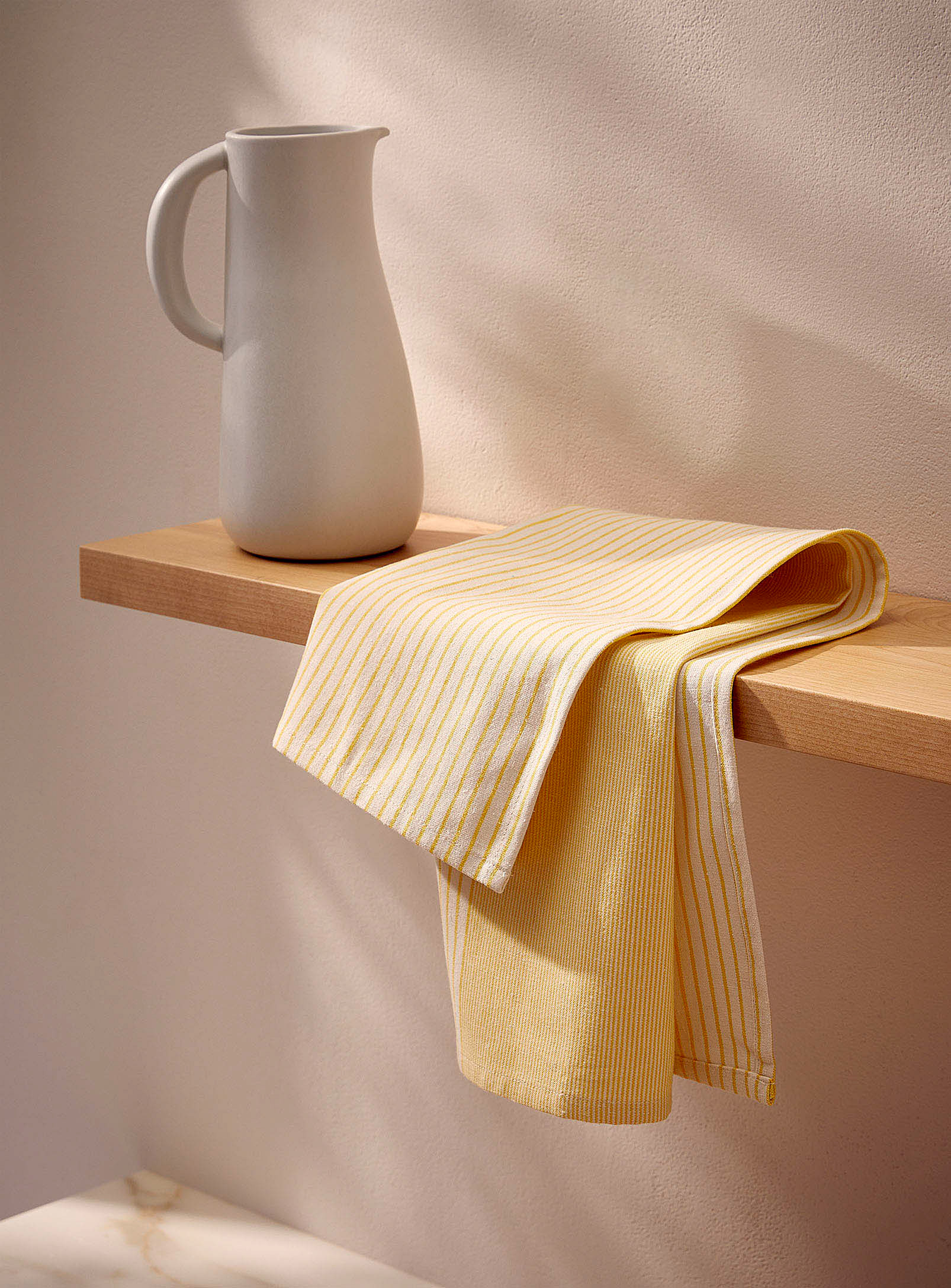Simons Maison Contrasting Stripes Recycled Fibre Tea Towel In Dark Yellow