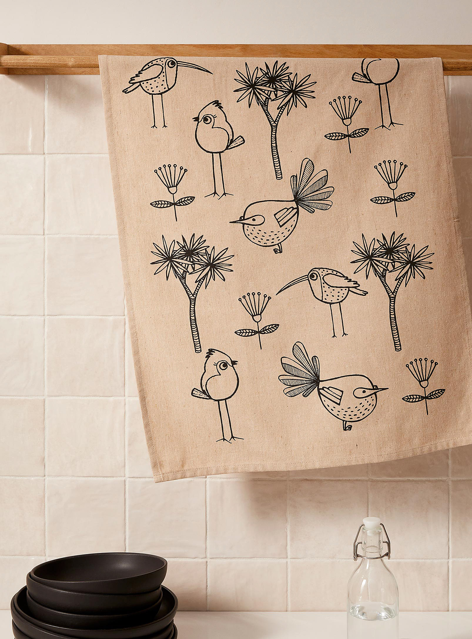 Simons Maison - Exotic birds recycled fibre tea towel