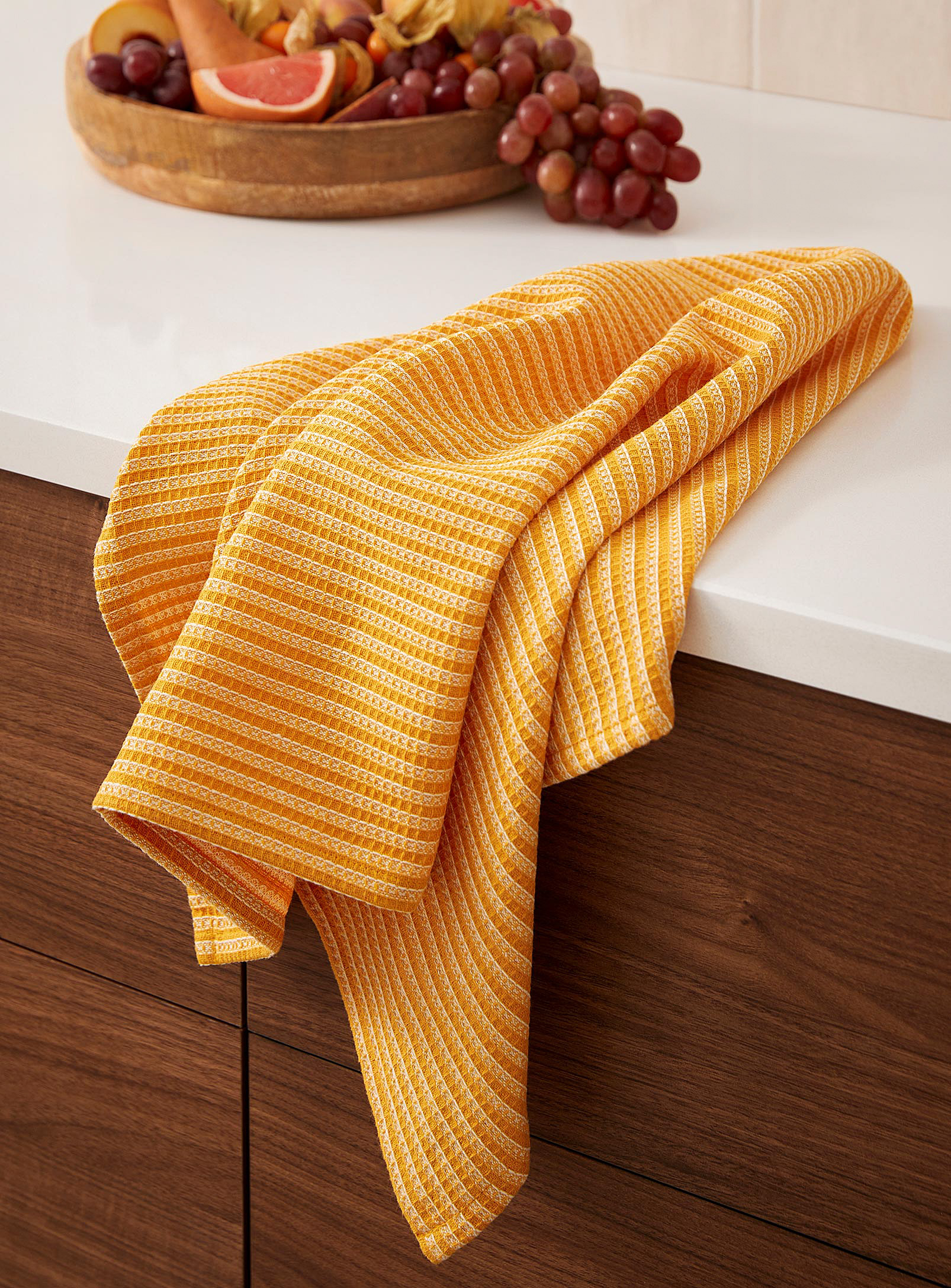 Simons Maison - Yellow waffled recycled fibre tea towel