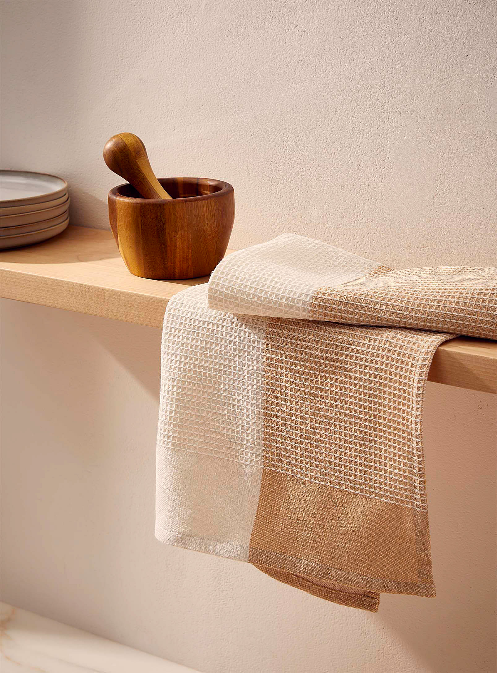 Simons Maison Colour Blocks Recycled Fibre Tea Towel In Neutral