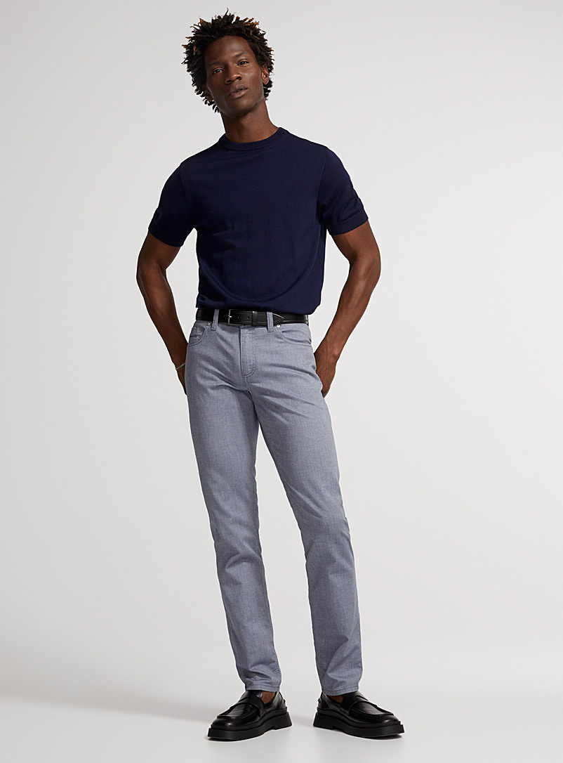 Alberto Blue Two-tone micro-jacquard pant Regular fit for men