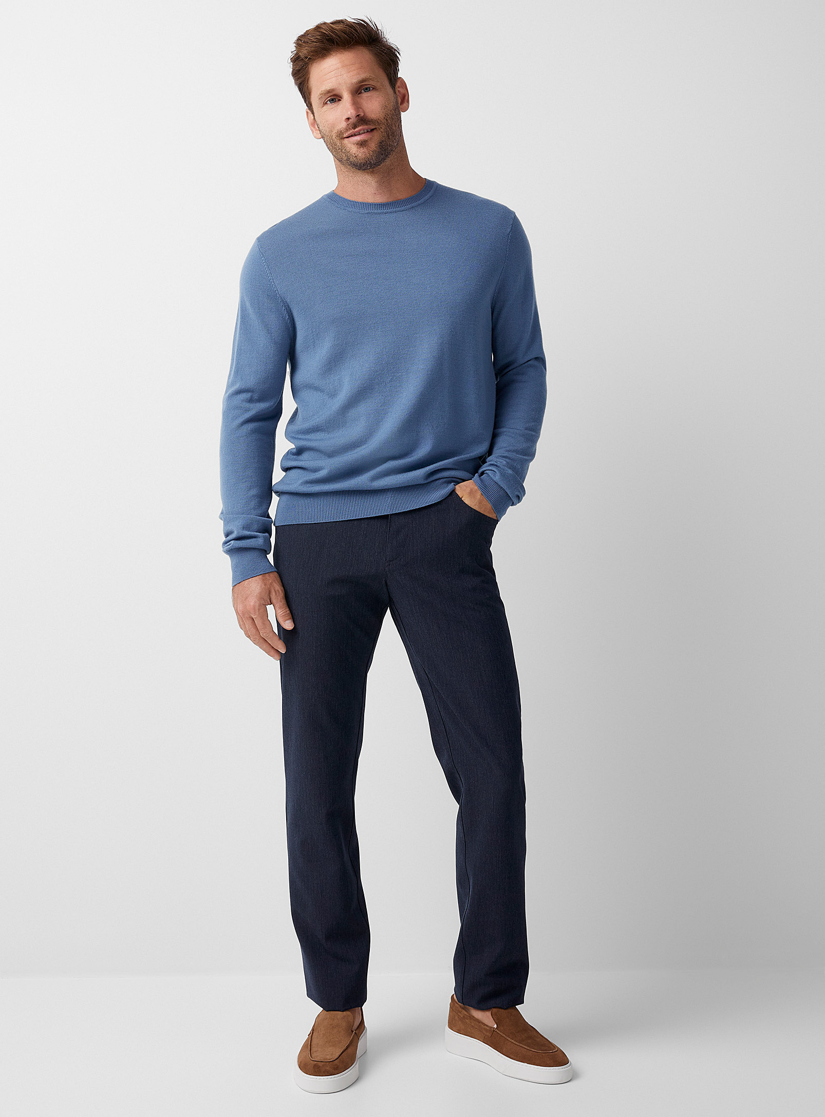 Alberto 5-pocket Monochrome Pant Regular Fit In Blue