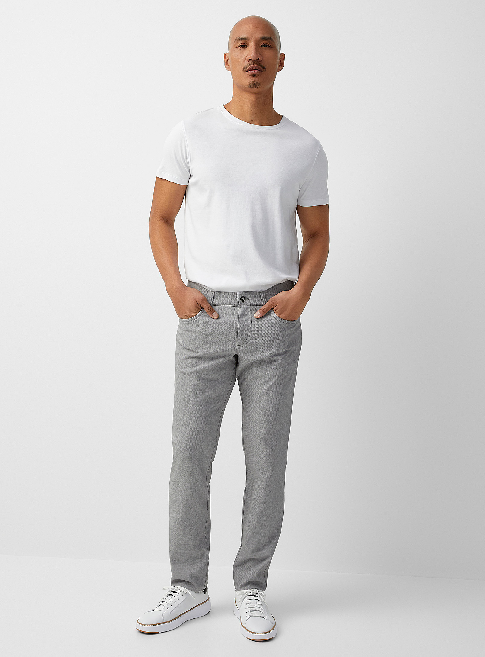Alberto Two-tone Knit Stretch Pant In Grey