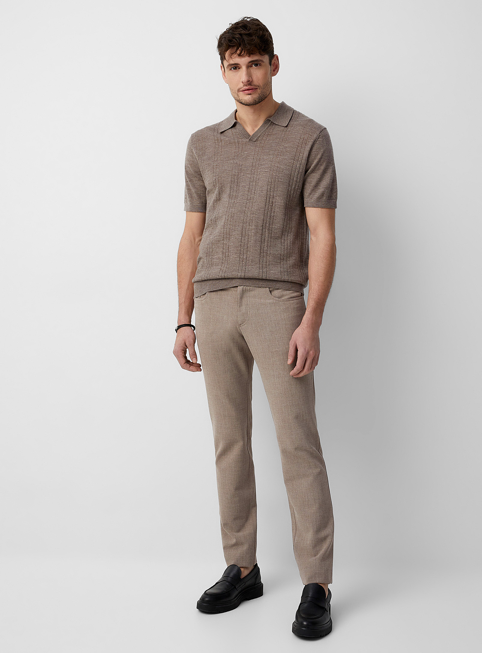 Alberto Chambray-like Sand Stretch Pant In Light Brown