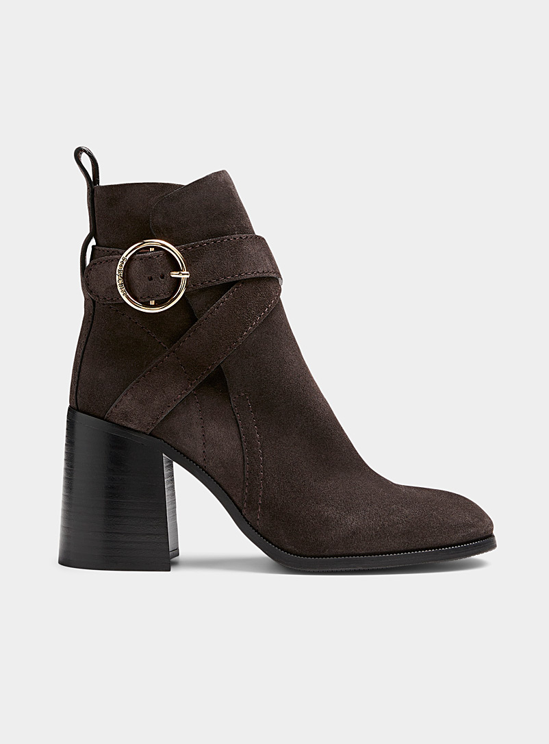Bottines Femme En Suède - Talon Large, Style Western, Semelle Caoutchouc Antidérapante | Pour Quotidien, Sortie - 2