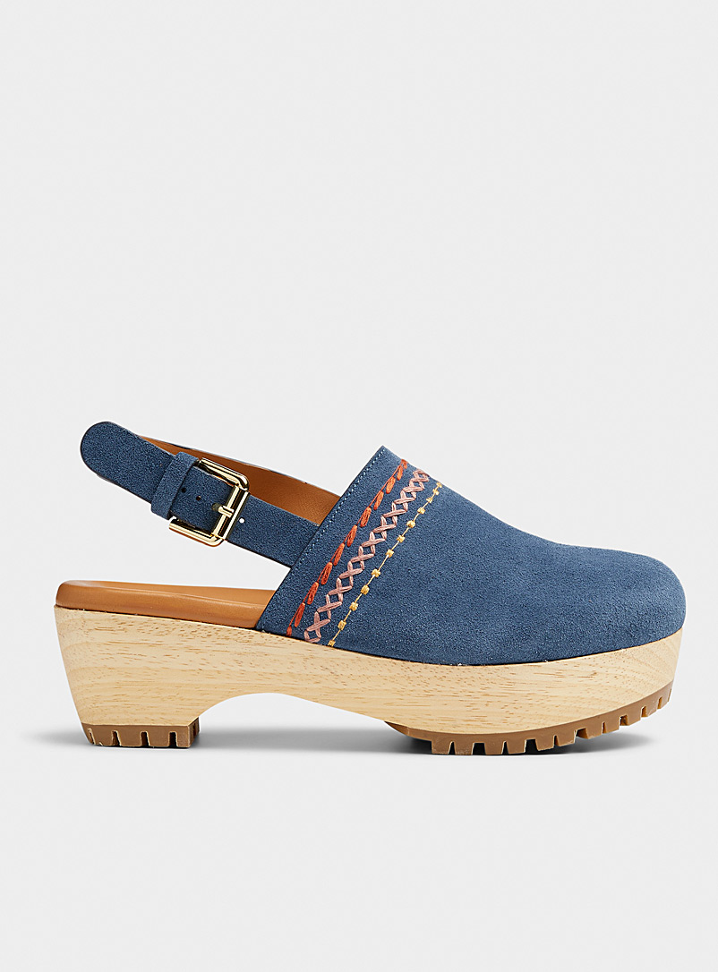 See by Chloé Blue Pheebe suede back-strap clogs Women for women