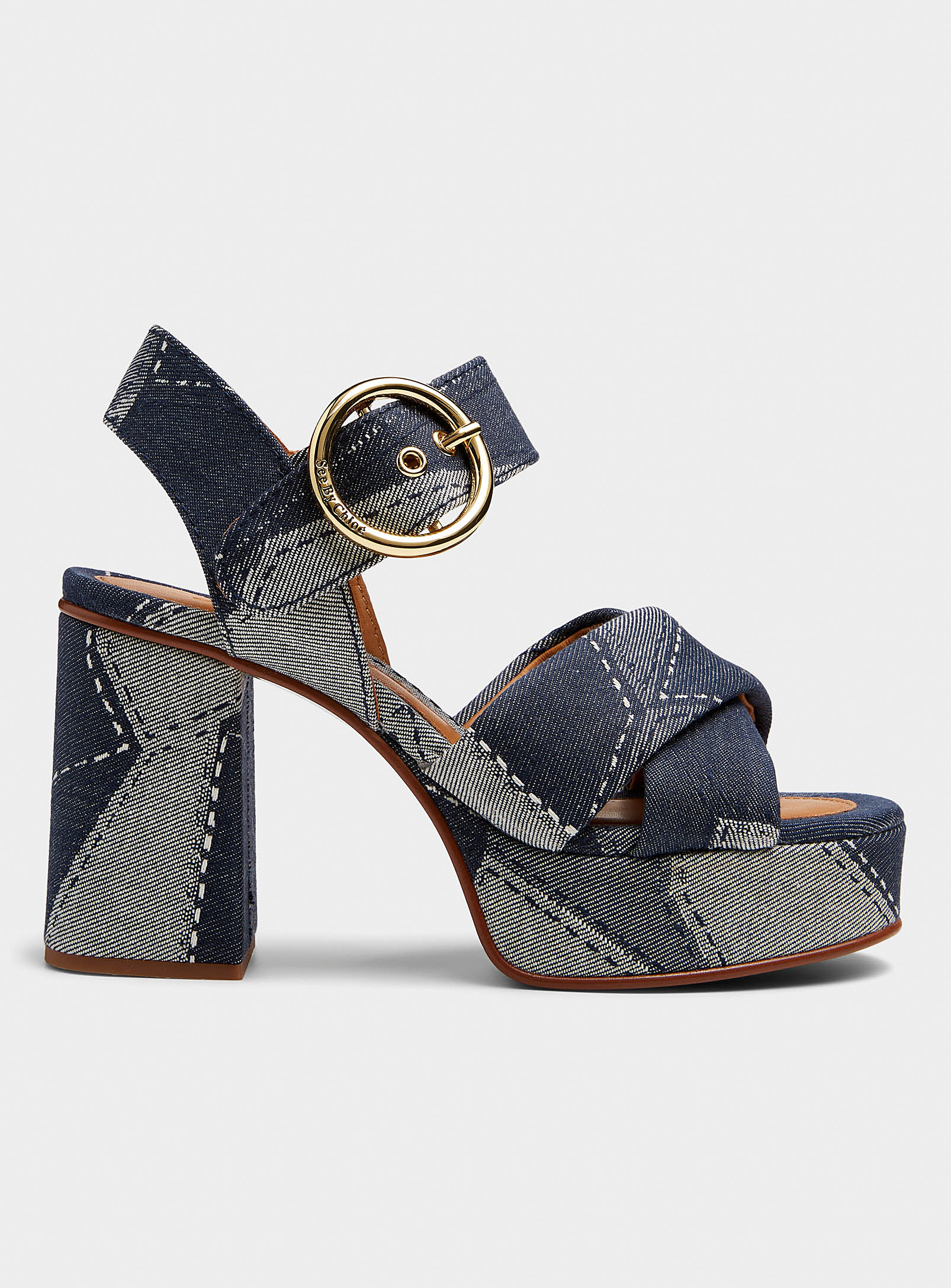 See by Chloé - Women's Joel denim heeled platform sandals Women