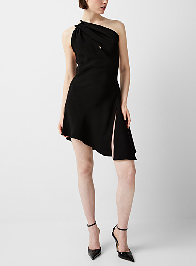 UNTTLD Black Ariane asymmetrical mini-dress for women