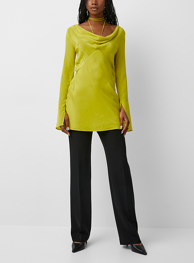 Mance Medium Yellow Pietra pure silk dress for women