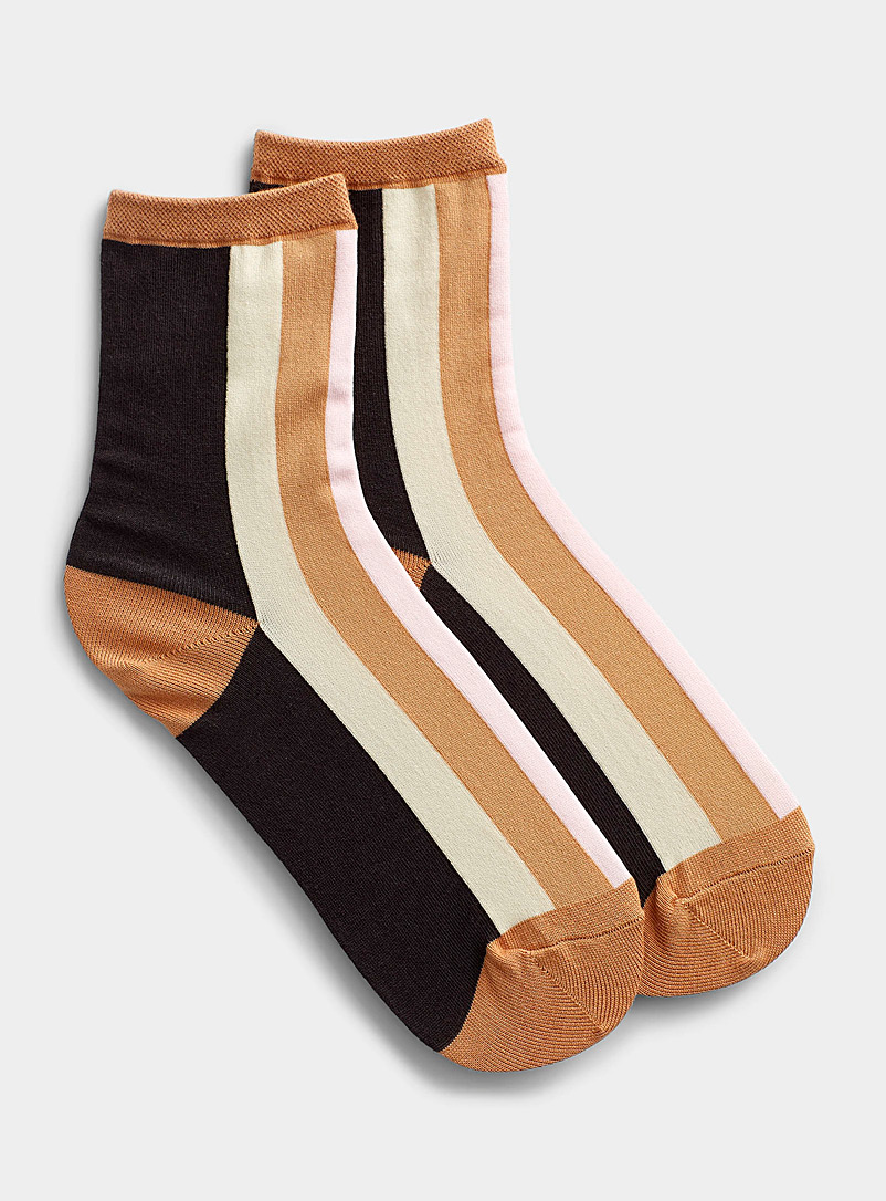 Hansel from Basel Patterned Brown Wide vertical-stripe sock for women