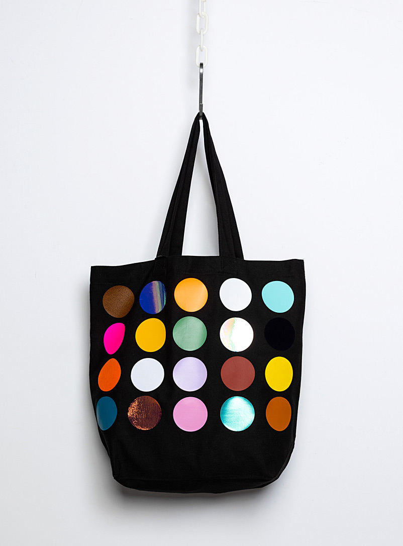 OKAYOK Black Large festive polka dots tote bag
