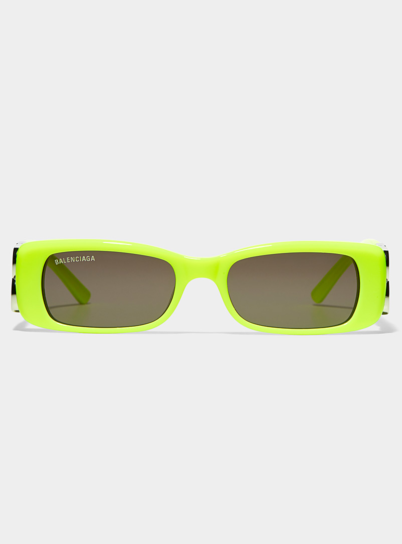 Balenciaga Dark Yellow Neon rectangular sunglasses for men