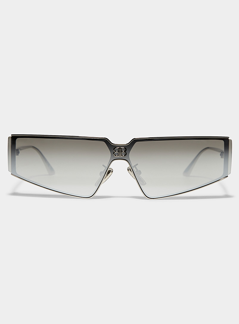 Balenciaga Silver Metallic silver visor sunglasses for men