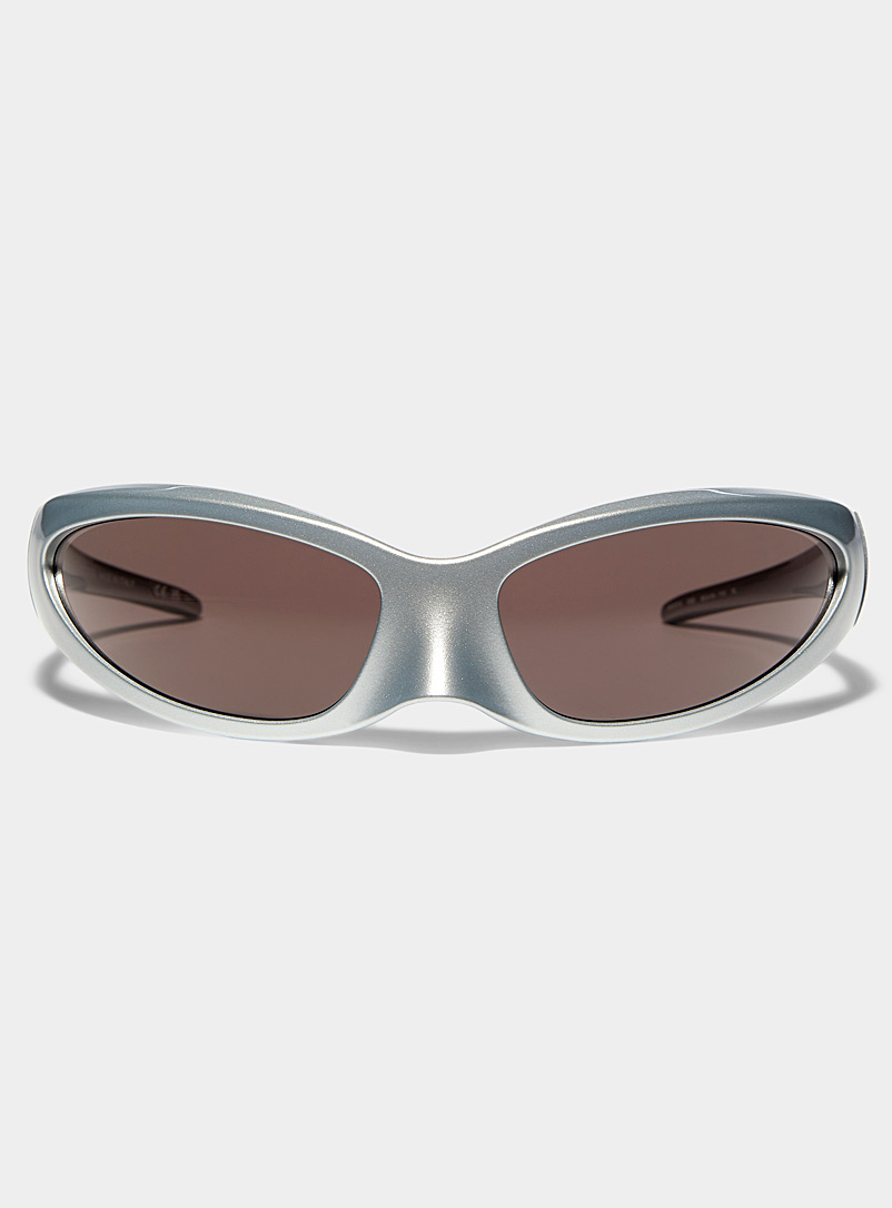 Balenciaga Silver Skin Cat futuristic sunglasses for men